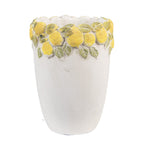 Bloempot Ø 13x17 cm Wit Geel Steen Citroenen