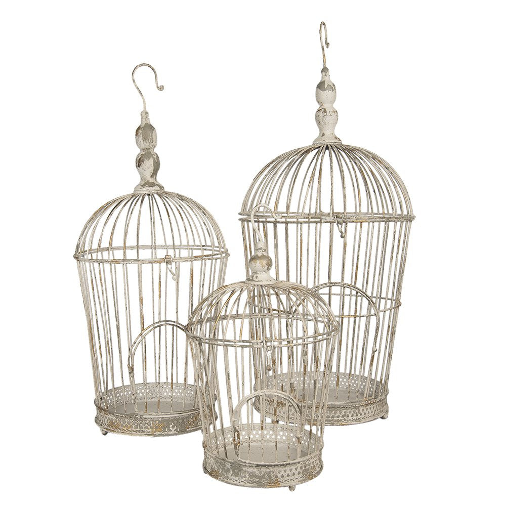 Vogelkooi Decoratie Set van 3 Wit IJzer Vogelkooi Decoratie