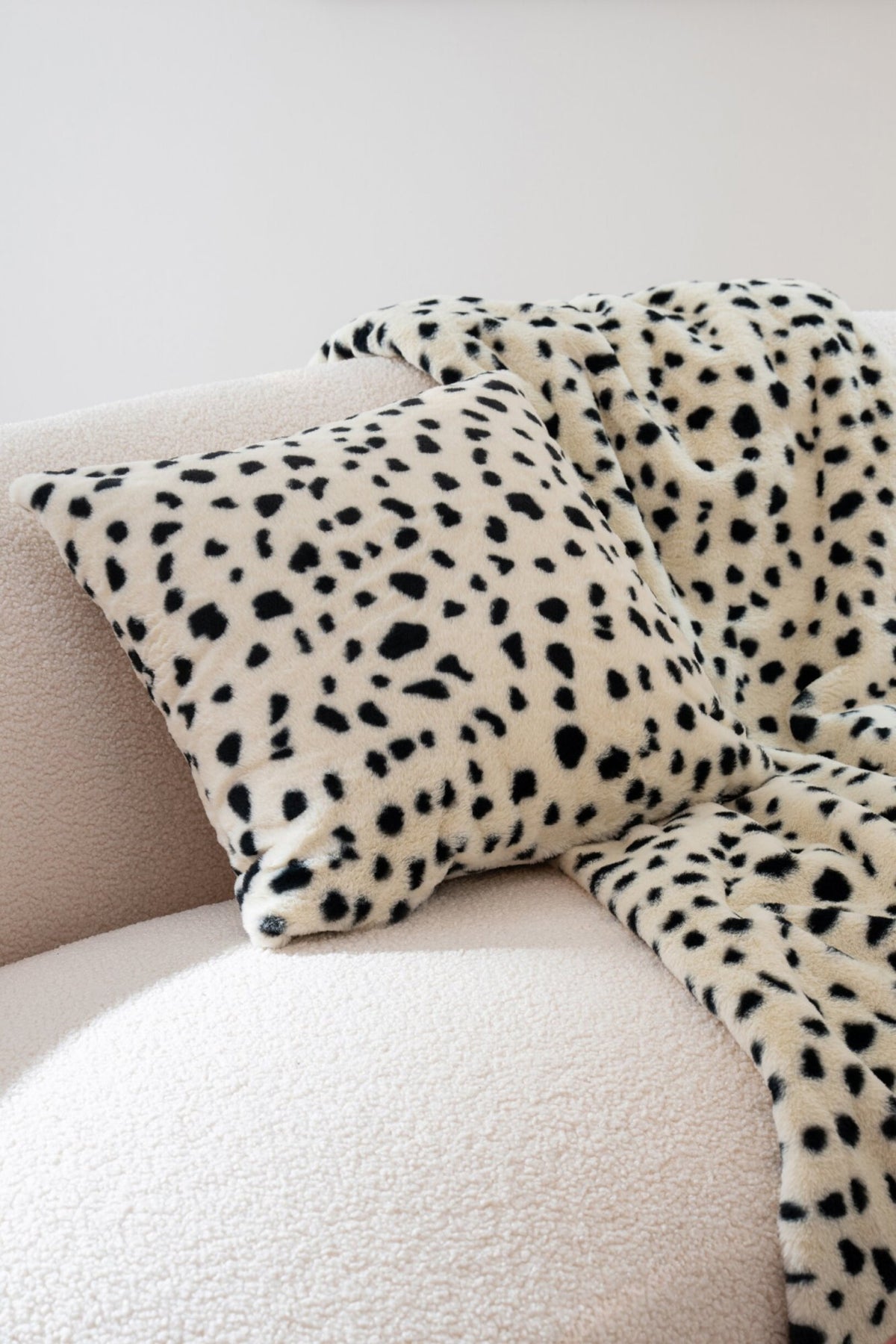 J-Line Deken met dalmatiërmotief - polyester - wit/zwart