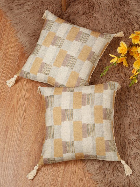 Set van 2 - Bedrukte kussenhoezen – Huishoudtextiel voor de detailhandel – Wasbaar polylinnen – 16x16in