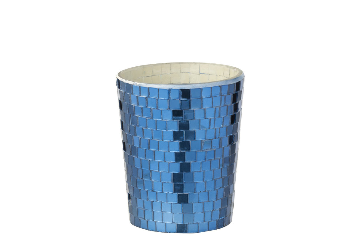 J-Line geurkaars Spiegel - Moon Water & Sage - glas - blauw
