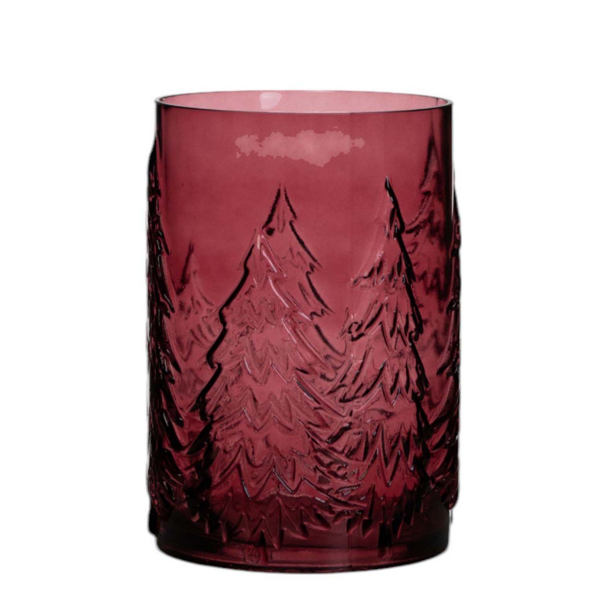 Cilinder met boommotief rood h22 d16cm