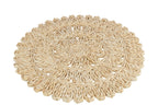 J-Line placemat Rond Bloem + Cirkels - jute - naturel