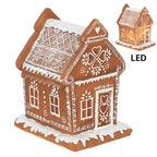 Gingerbread house met LED 17 cm Bruin Polyresin Peperkoekhuisje