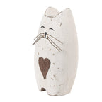 Decoratie beeld Kat 8x6x14 cm Wit Bruin Hout