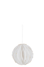 J-Line hanger Bal - katoen mache - wit/goud
