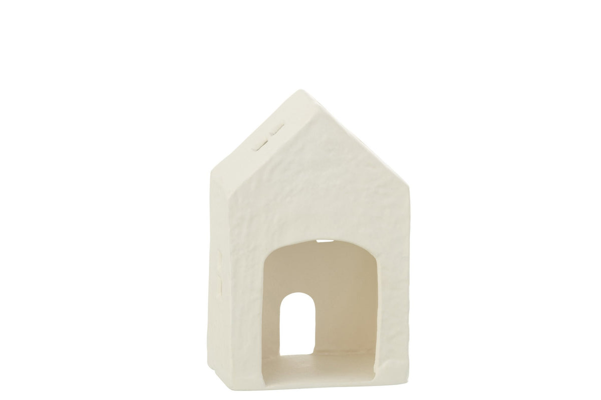 J-Line kaarshouder - theelichthouder Huis - aluminium - wit