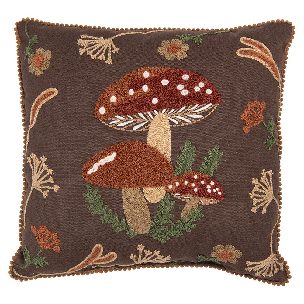 Sierkussen 40x40 cm Bruin Polyester Paddenstoelen
