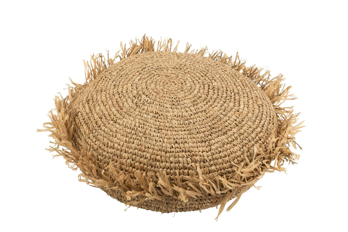 J-Line kussen Rond Raffia - jute - naturel