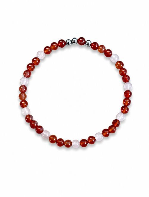Dames armband Carneool en Rozenkwarts 4 mm