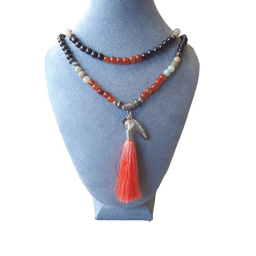Damesketting Mala met Carneool, Amazoniet en Granaat