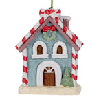 Kersthanger Gingerbread house 6x4x8 cm Blauw Kunststof
