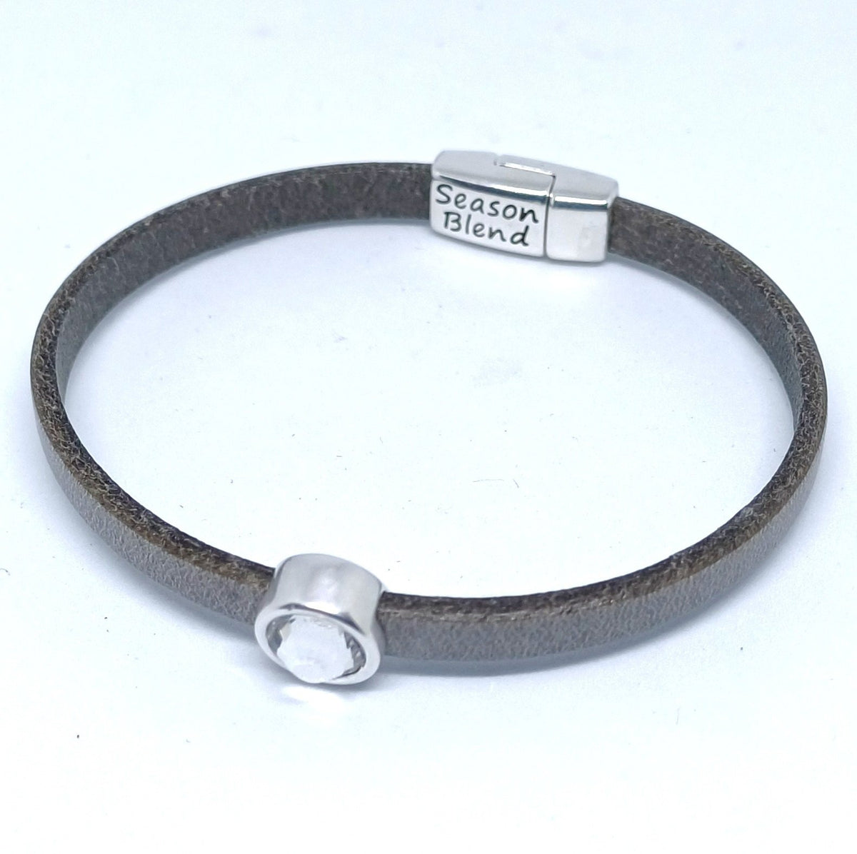 Timeless leren armband antiek verzilverd grijstinten
