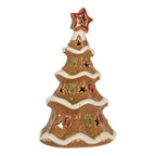 Waxinelichthouder Kerstboom 11x8x17 cm Bruin Keramiek