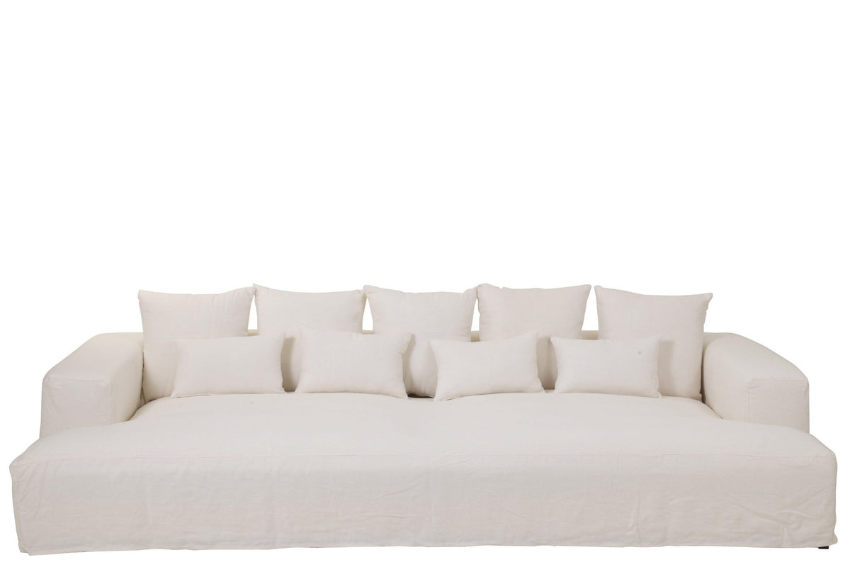 J-Line Hoes Voor Zetel+9 Kussens Diep Monaco Linnen Xxl Marshmallow Wit