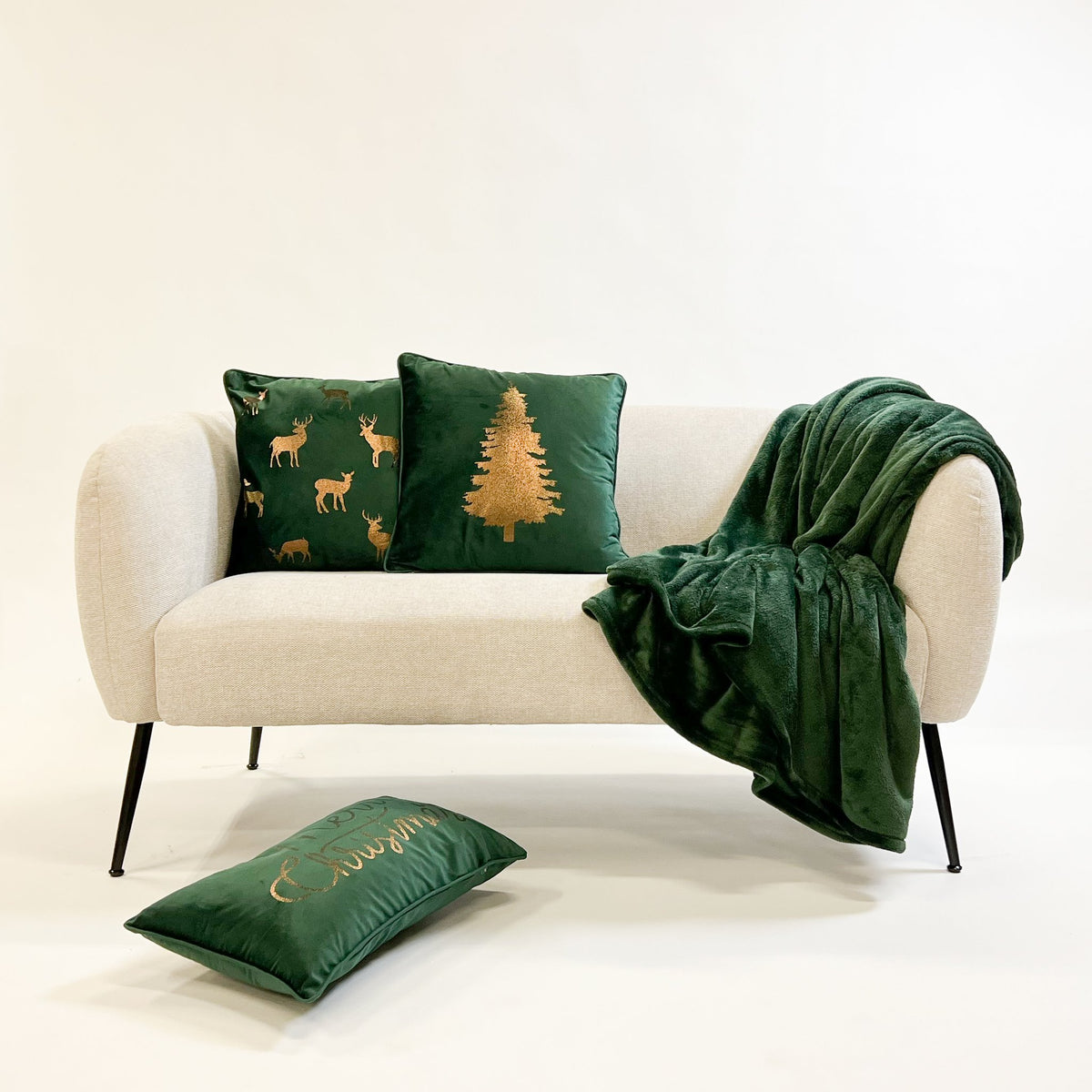 Textino Tree - Kussen 45x45 cm - Kerstmis - Fluweel - Bergzicht - Groen