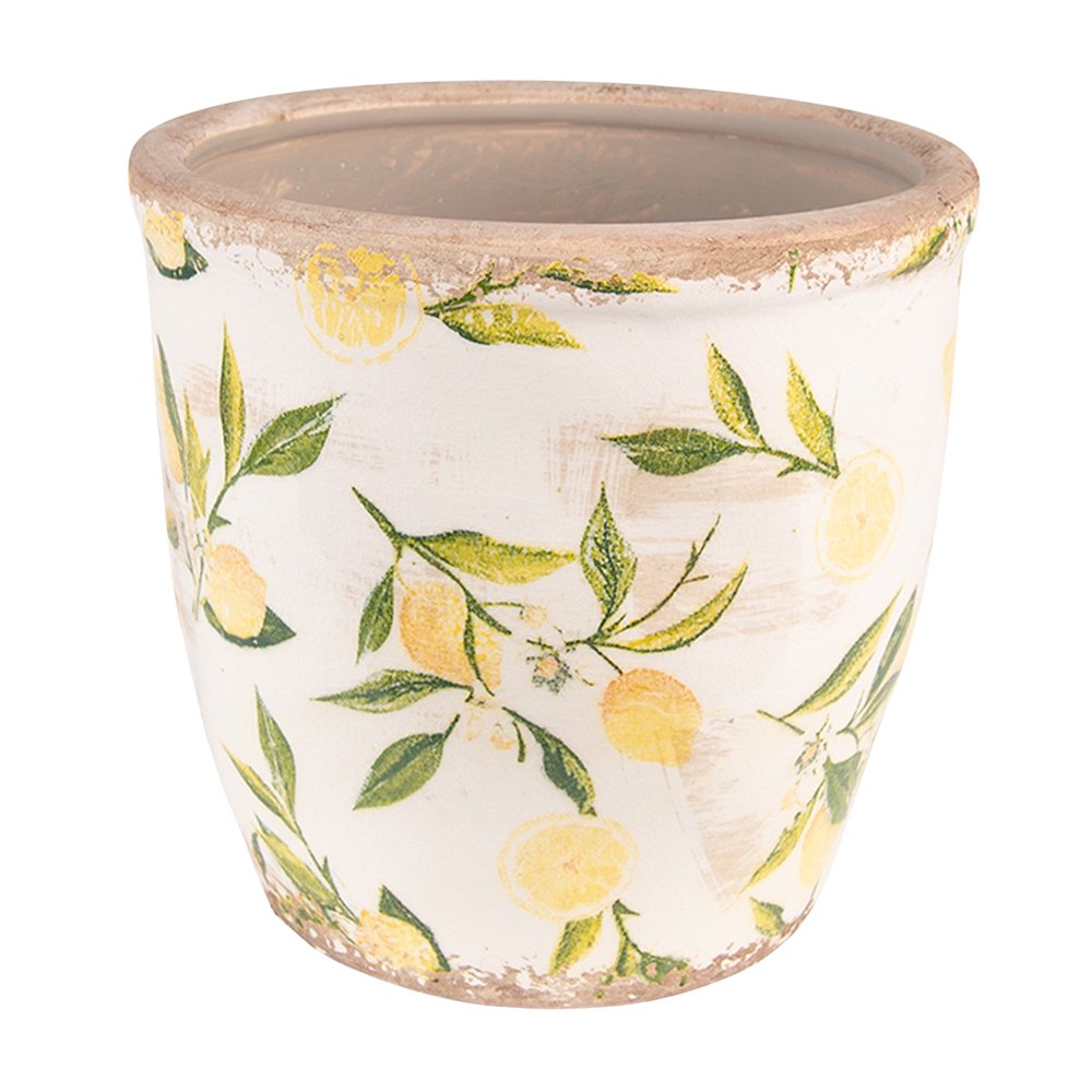 Bloempot Ø 17x16 cm Geel Keramiek Citroen Bloempot Binnen