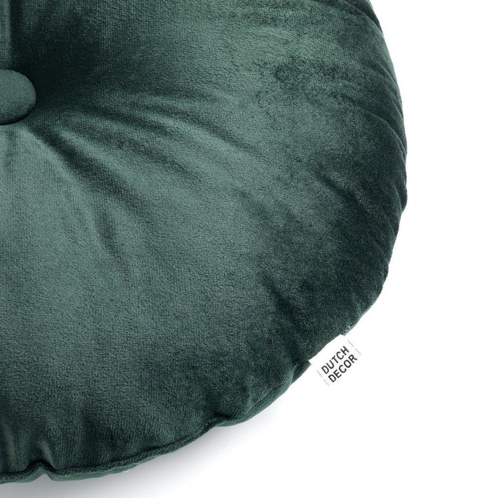 Dutch Decor Olly - Kussen Ø38 cm - Rond fluweel - Bergzicht - Groen