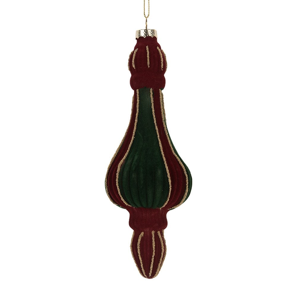 Kerstbal Ø 6x17 cm Rood Groen Glas
