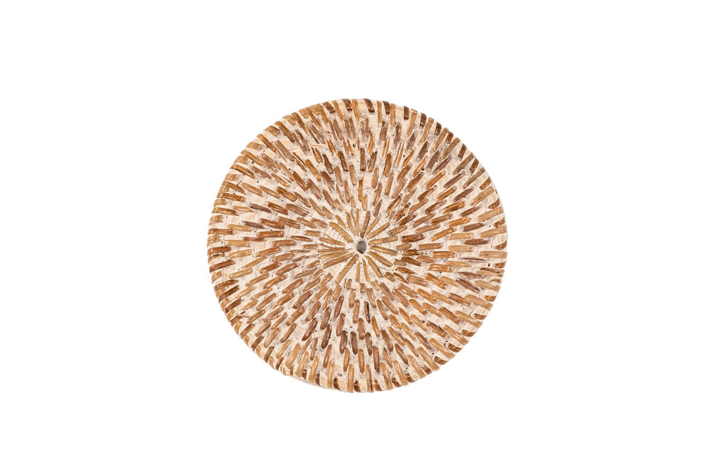 Glazen achtbaan rattan - set/6 - dia 10 cm