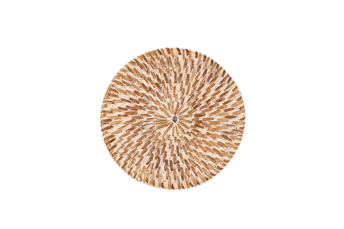 Glazen achtbaan rattan - set/6 - dia 10 cm