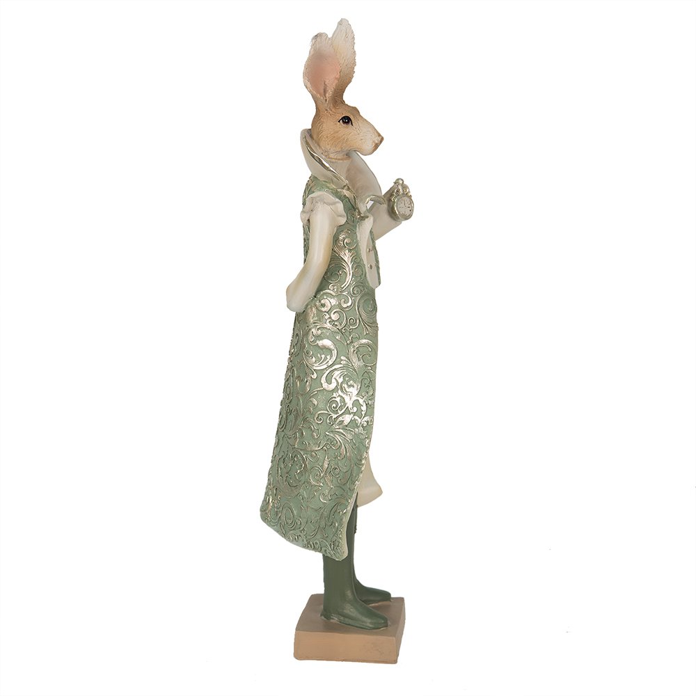 Beeld Konijn 11x8x33 cm Groen Polyresin