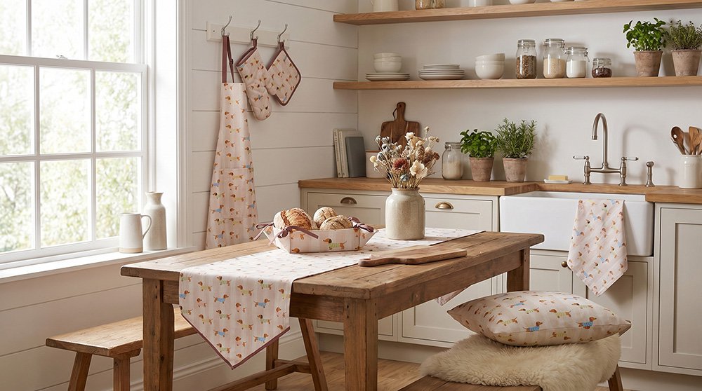 Sierkussen 45x45x4 cm Beige Polyester Teckels