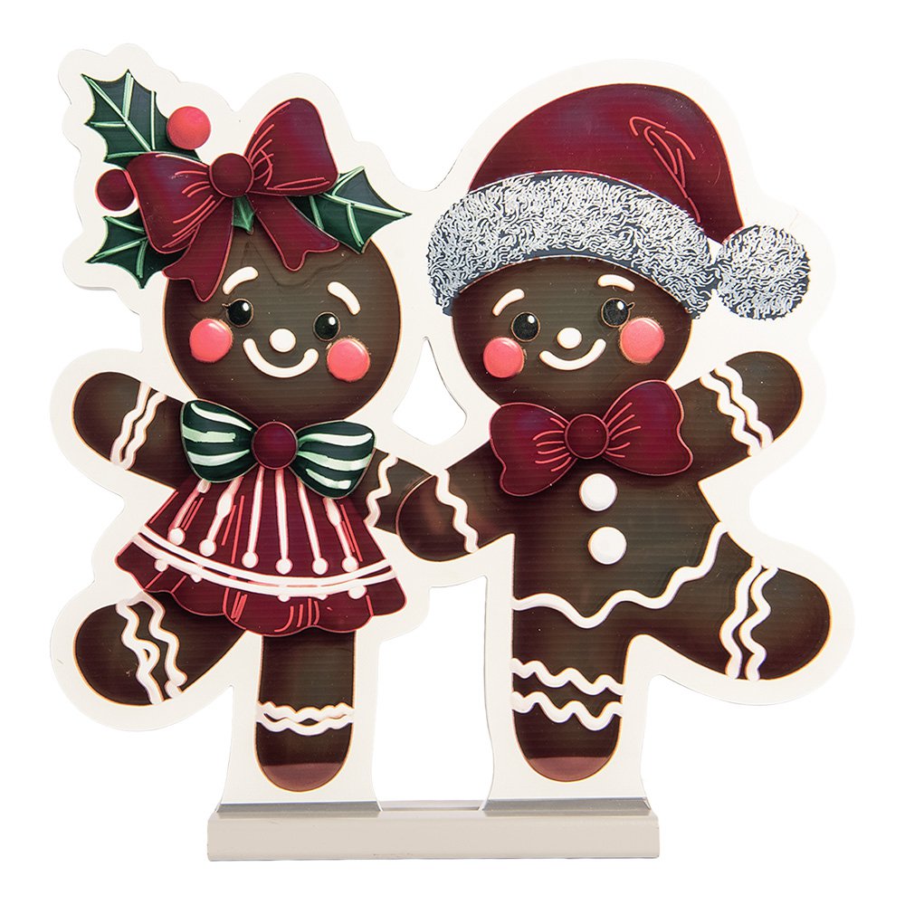 Kerst Infinity Spiegel Lamp Gingerbread man 37x7x37 cm Bruin Kunststof