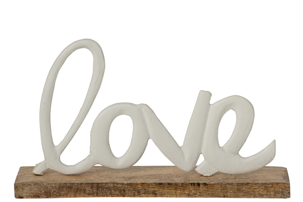 J-Line Love op voet - aluminium - wit/naturel