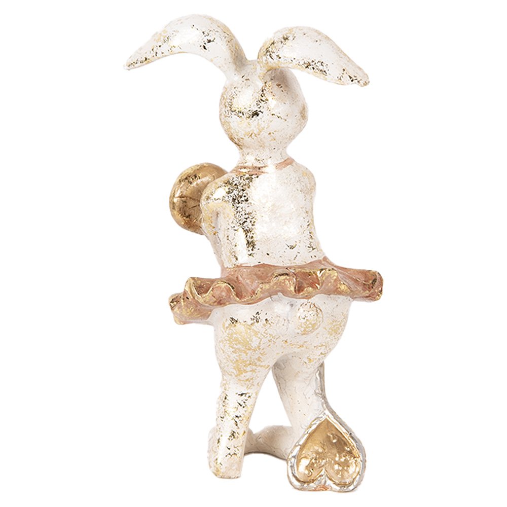 Decoratie Beeld Konijn 14 cm Beige Goudkleurig Kunststof