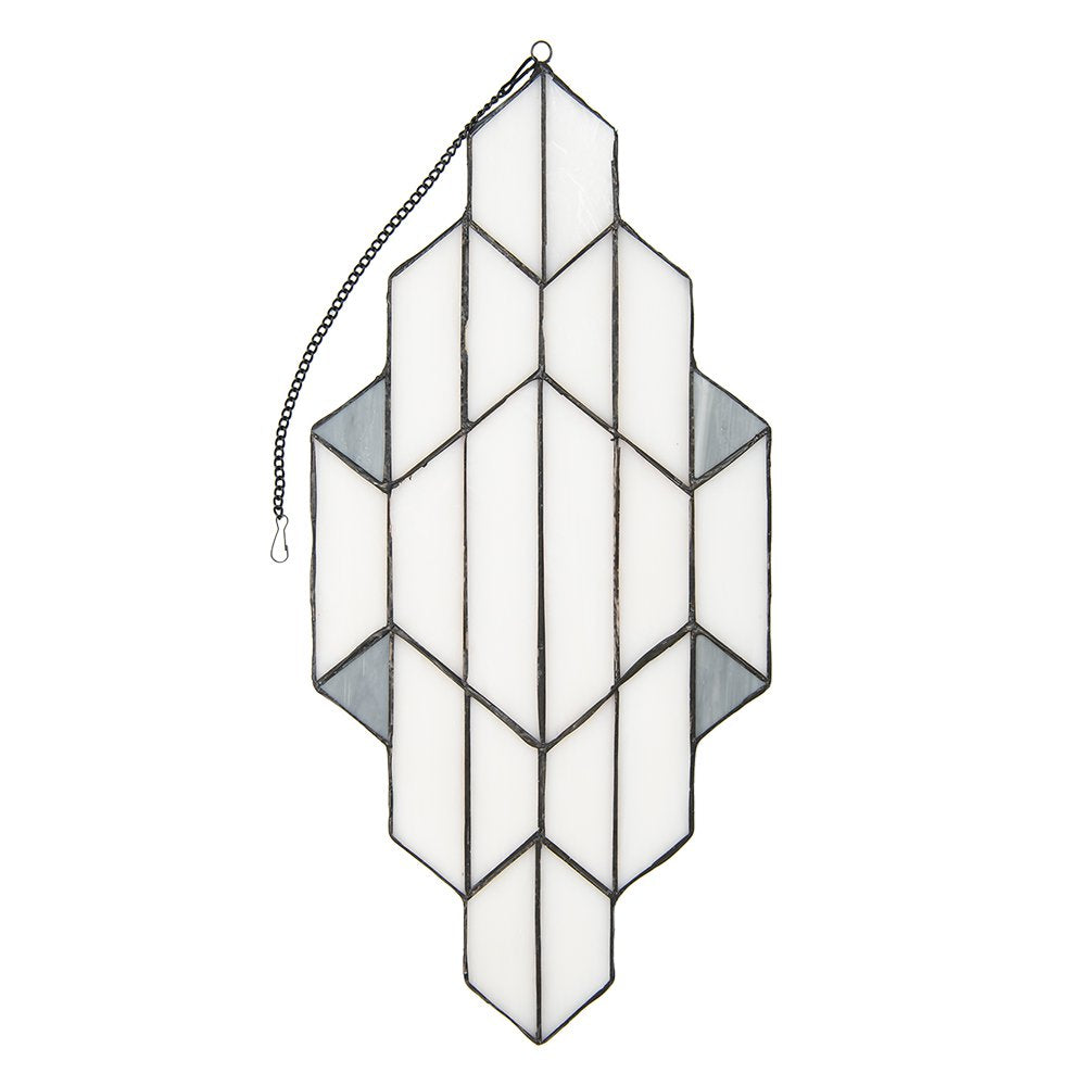Glaspaneel Tiffany 23x50 cm Wit Grijs Glas Glaskunst