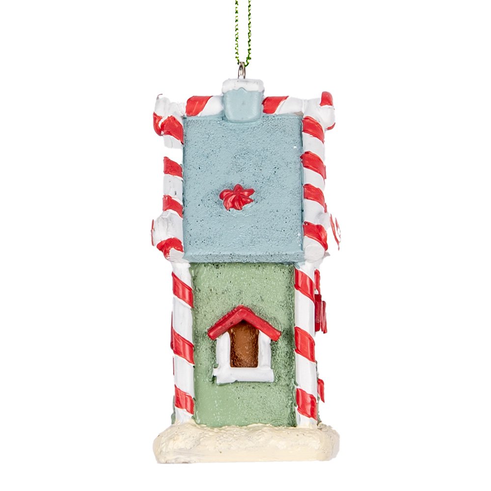 Kersthanger Gingerbread house 6x4x8 cm Groen Kunststof