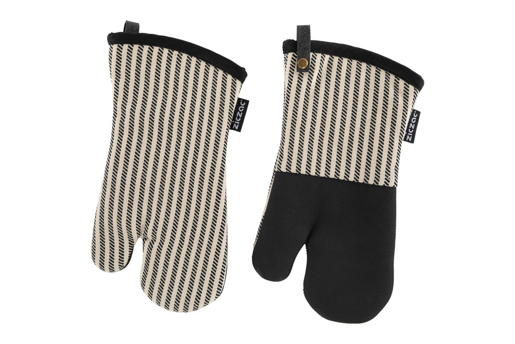 Oven Mitt Toledo - Set/2 - Gestrepen - 17x33 cm, zwart/wit