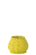 J-Line Theelichthouder Cylinder Metaal/Glas Geel Large