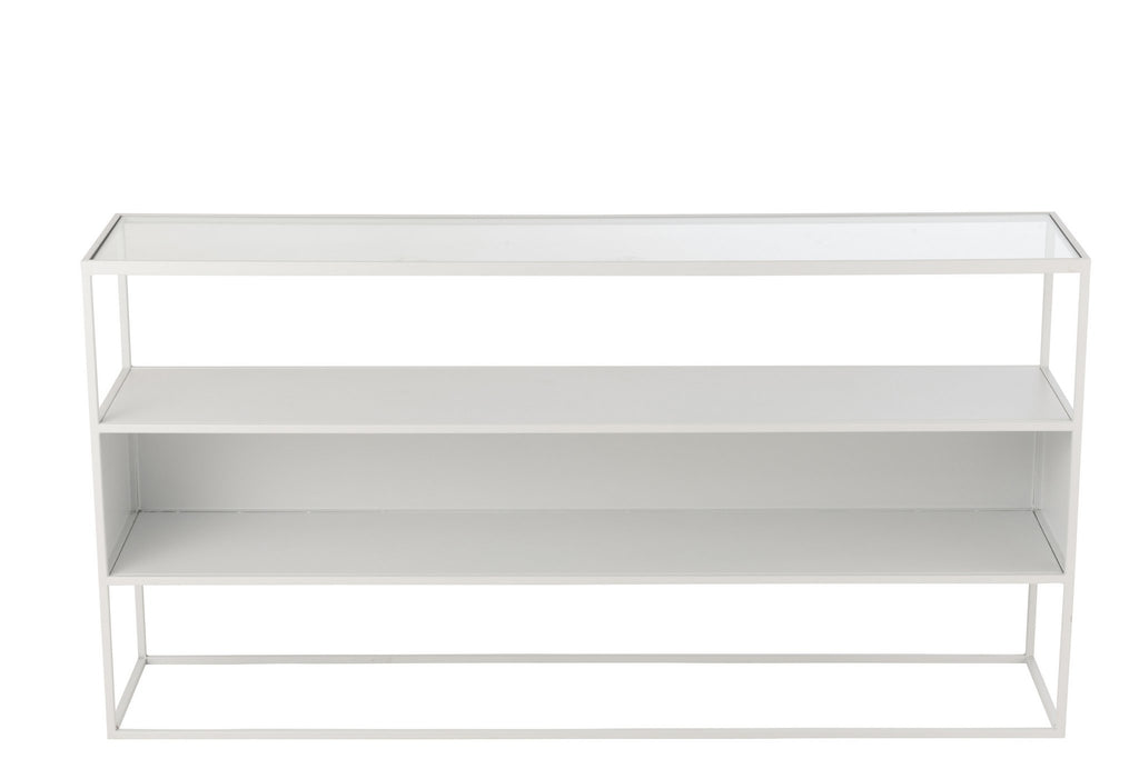 J-Line console Vierkant - metaal/glas - wit