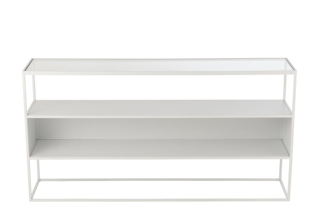 J-Line console Vierkant - metaal/glas - wit