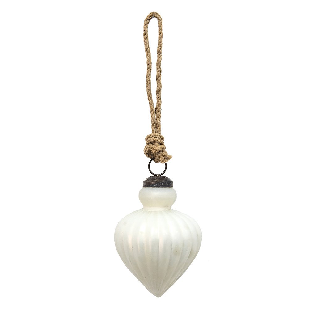 Kerstbal Ø 8 cm Wit Glas Kerstdecoratie