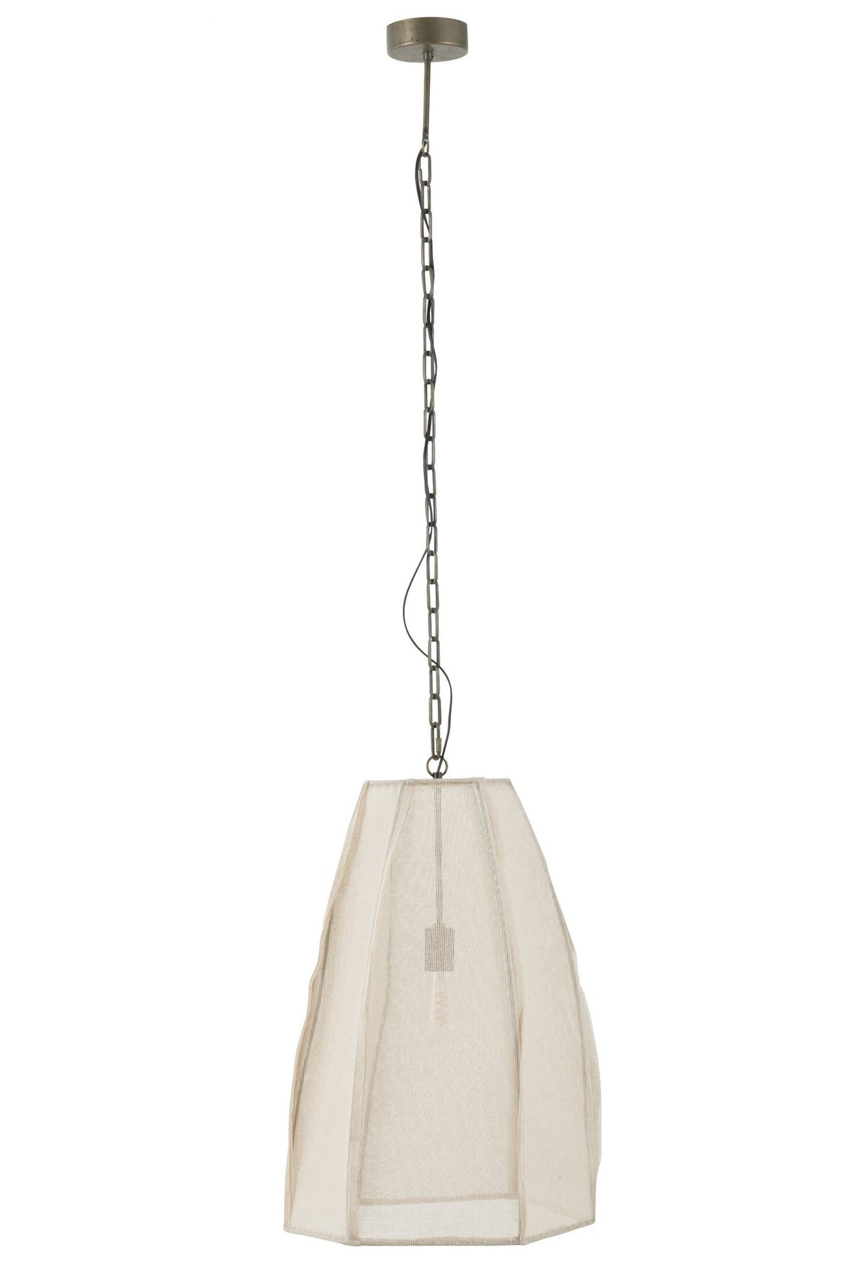 J-Line Plafondlamp Peer Linnen/Ijzer Wit Large