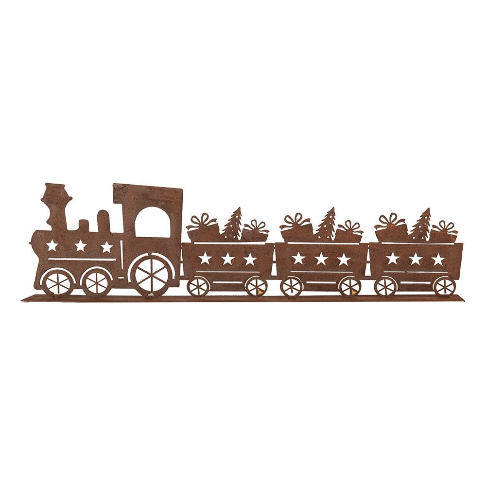 Kerstdecoratie Beeld Trein 34x5x10 cm Bruin Metaal