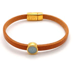 Leren armband met ronde emaille schuifregelaar
