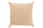 J-Line kussen Zacht Pompoms - polyester - beige
