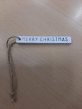 Houten hangers merry christmas 20st 8cm wit