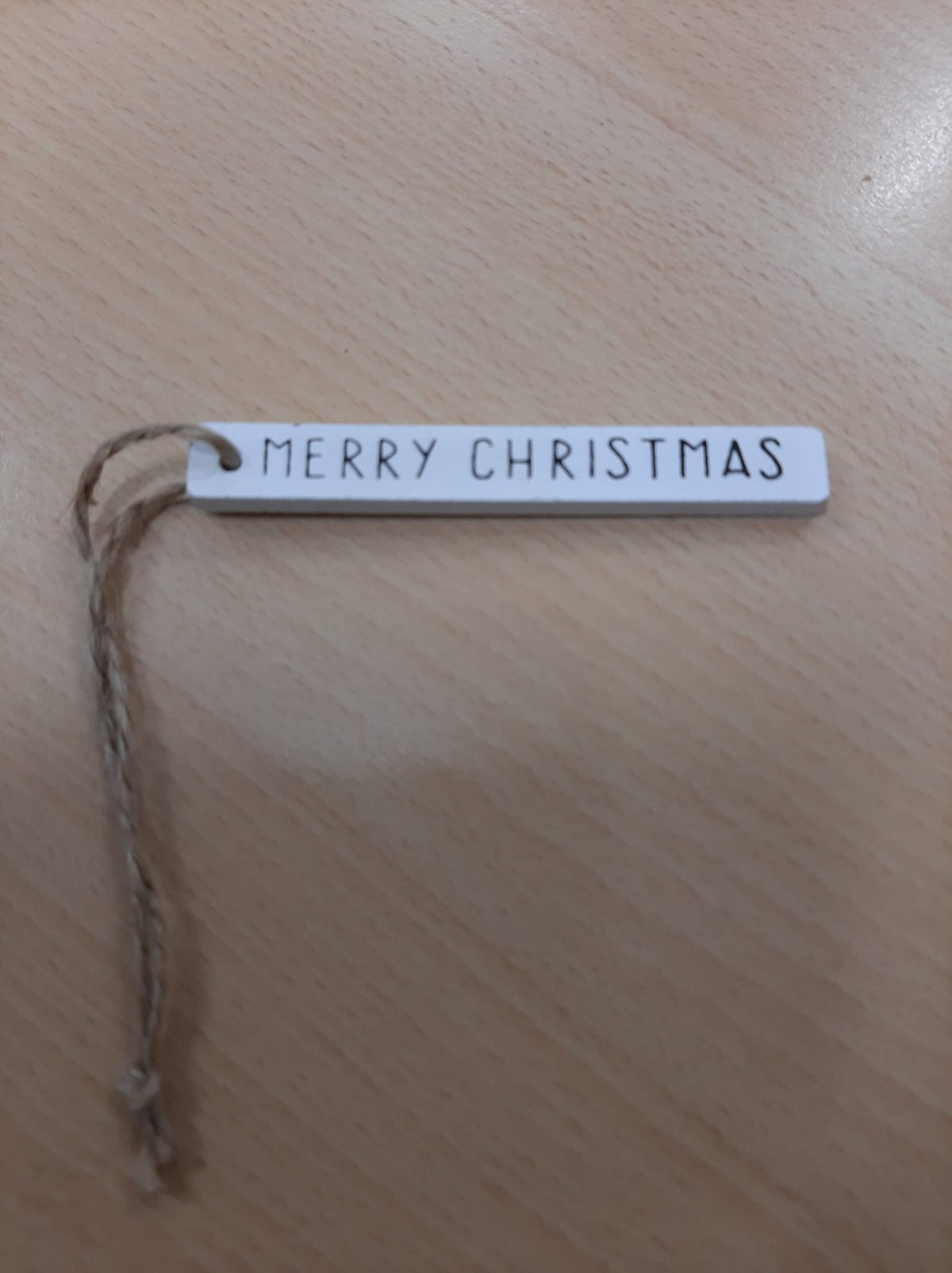 Houten hangers merry christmas 20st 8cm wit