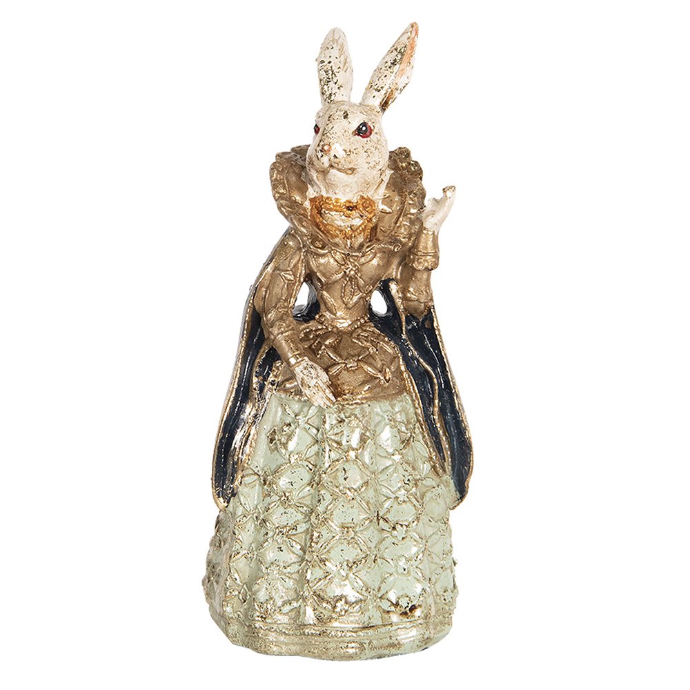 Beeld Konijn 5x4x11 cm Beige Blauw Polyresin