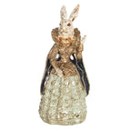Beeld Konijn 5x4x11 cm Beige Blauw Polyresin