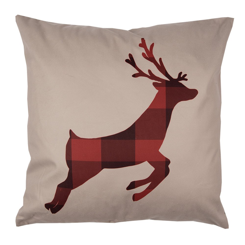 Kussenhoes 45x45 cm Rood Bruin Polyester Hert Sierkussenhoes