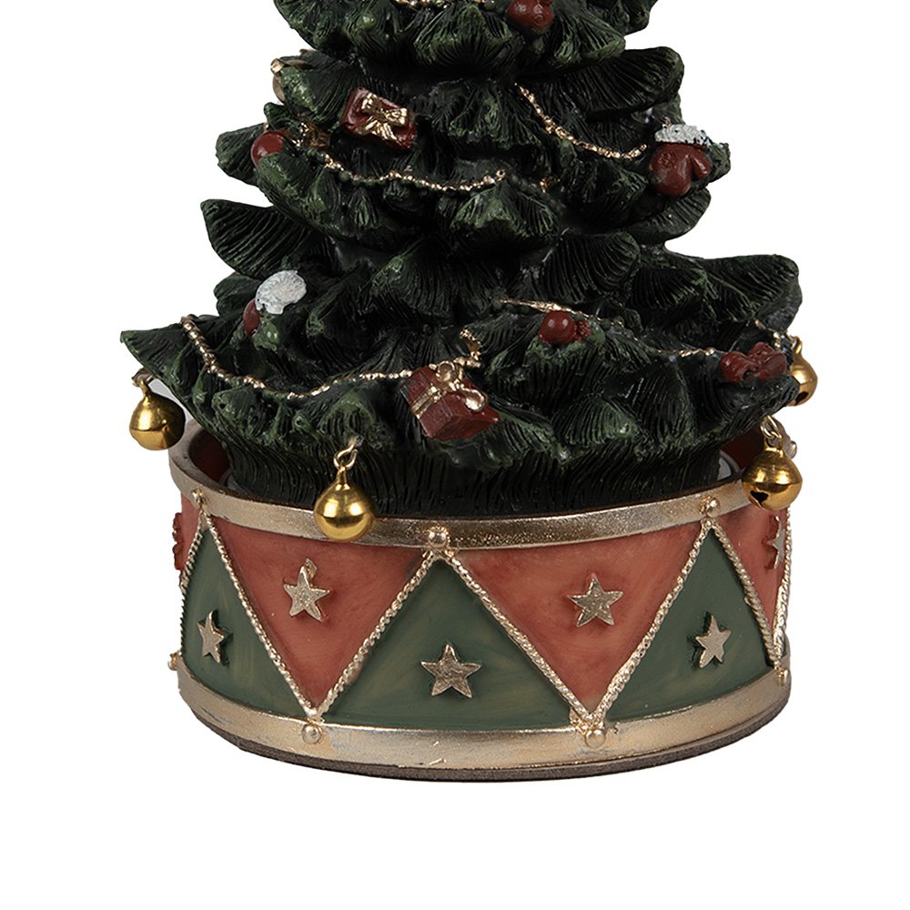 Muziekdoos Kerstboom Ø 12x18 cm Groen Rood Kunststof