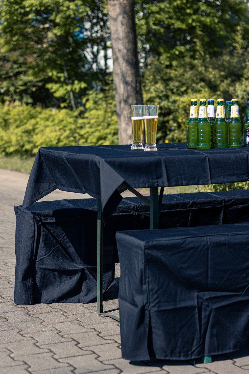 Bier tafelset textiel zwart 9350 1st 100x260cm/ 2st 220x25x45cm