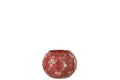 J-Line Teelicht Houder Mozaiek Driehoek Glas Rood/Roze Small