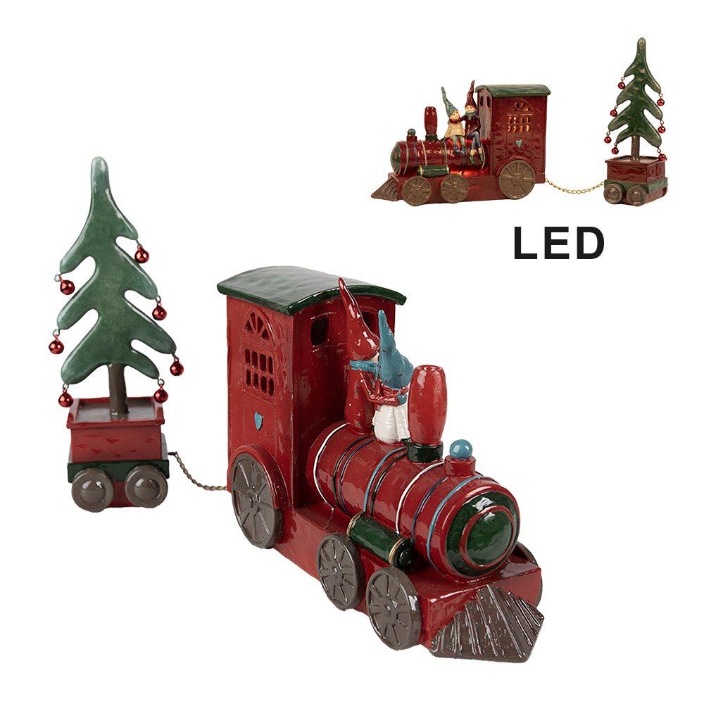 Kerstdecoratie met LED-verlichting Trein 30x7x21 cm Rood Kunststof
